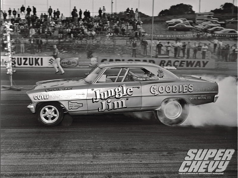 Super Chevy Drag Racing Greats, gm, classic, tire smoke, nova, HD wallpaper