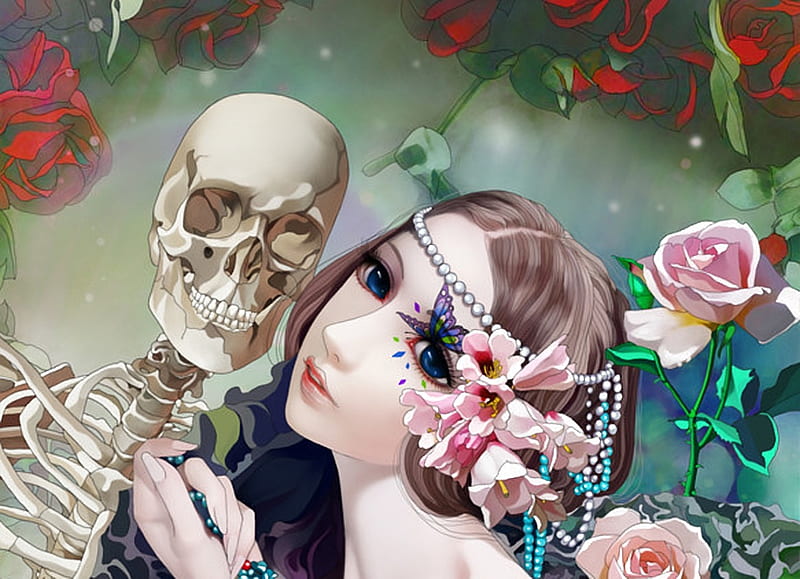 Amor eterno, esqueleto, muerte, luminos, tatuajes, fantasía, verdes, niñas,  asiáticas, Fondo de pantalla HD | Peakpx