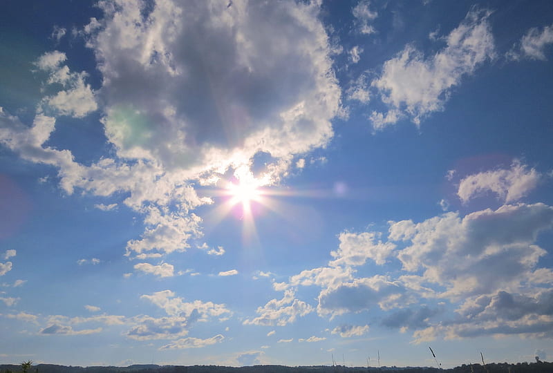A Sunny Sky to Smile For, inspirational, sun, nature, clouds, sky, happy, HD wallpaper