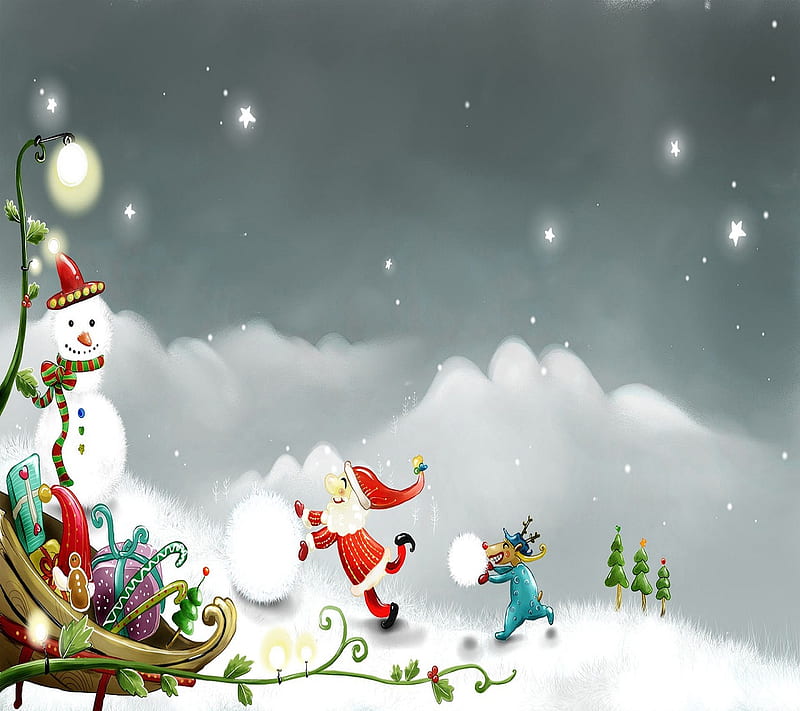 Snowman Santa, christmas, season, HD wallpaper Snowman Santa, christmas, season, HD wallpaper