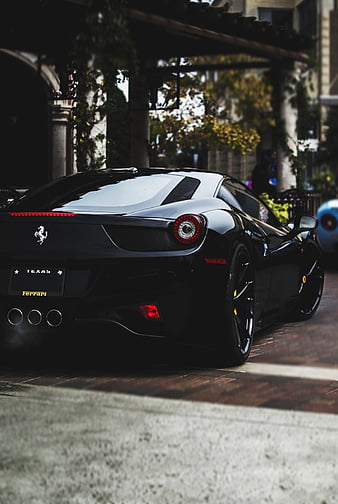 Black matte Ferrari, black ferrari, cars, HD phone wallpaper