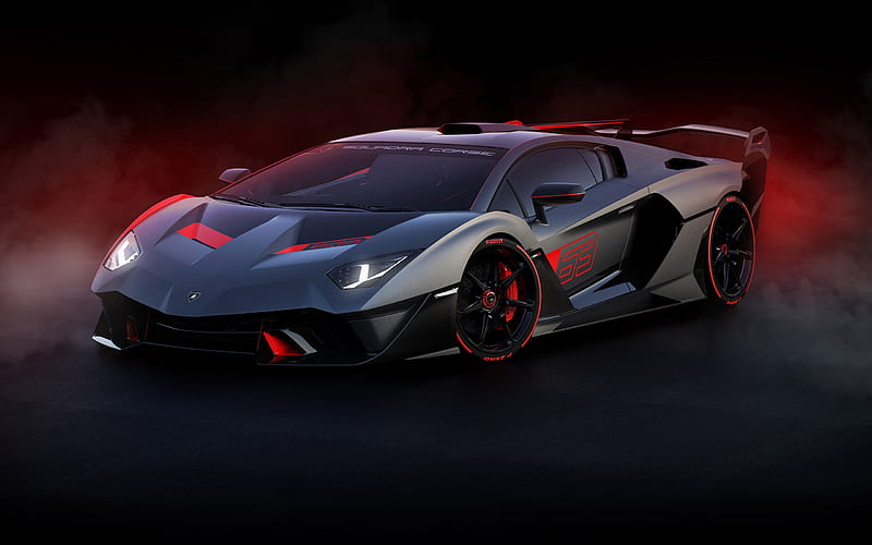 2019 Lamborghini SC18, Lamborghini, vehicles, carros, front view, black cars, HD wallpaper