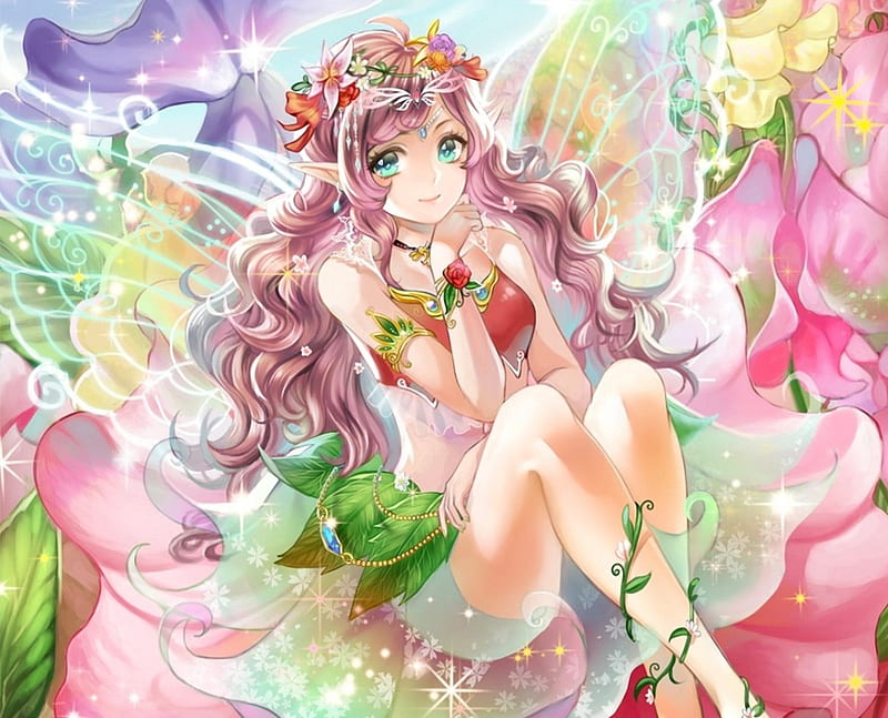 Cute Fairy pretty female wings bonito woman fantasy kawaii girl  anime HD wallpaper  Peakpx