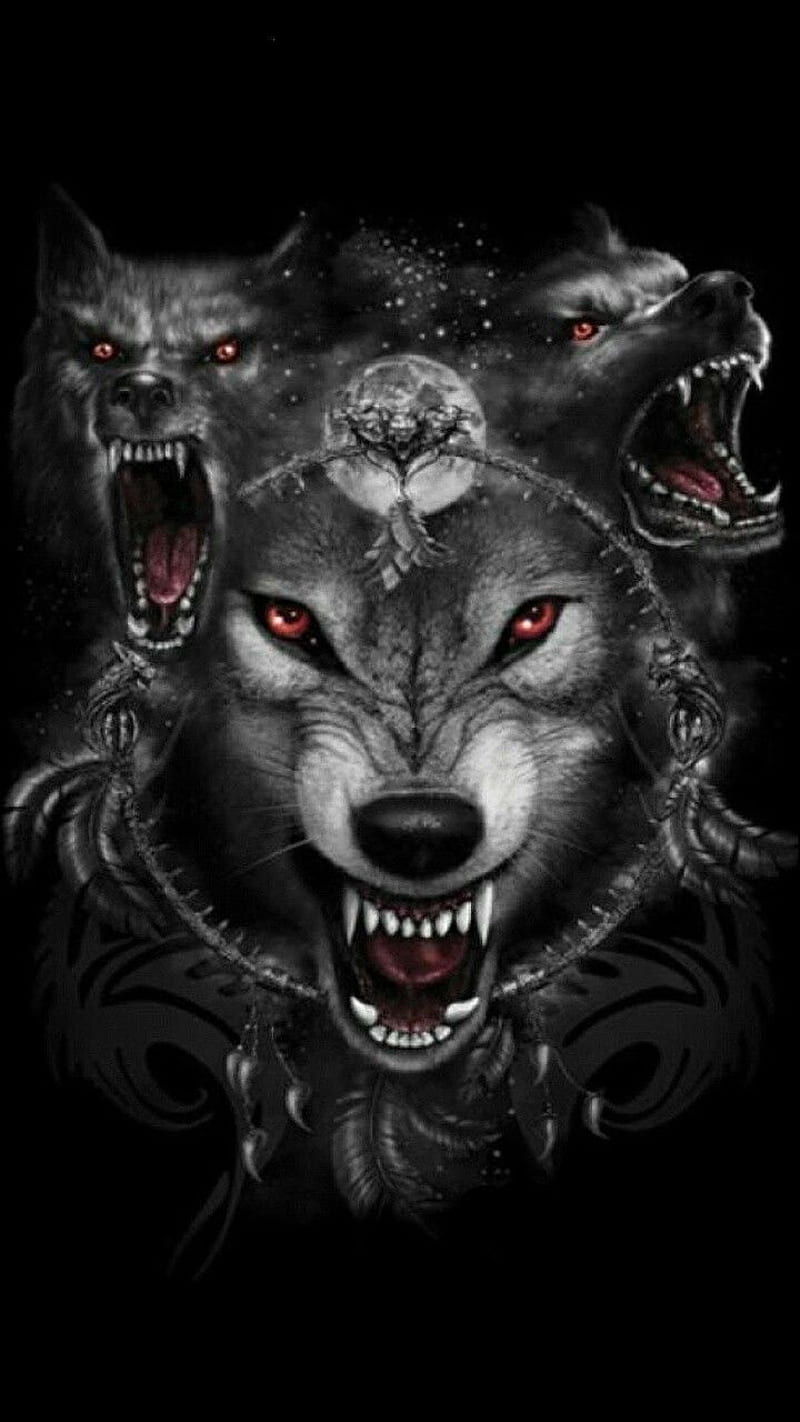 wolf, angry, animal, art, wolves, HD phone wallpaper