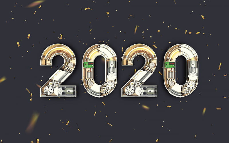 Happy New Year!, new year, 2020, card, christmas, craciun, black, HD wallpaper