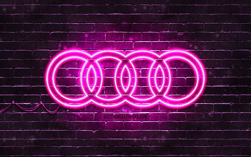 Audi purple logo purple brickwall, Audi logo, cars brands, Audi neon logo,  Audi, HD wallpaper | Peakpx