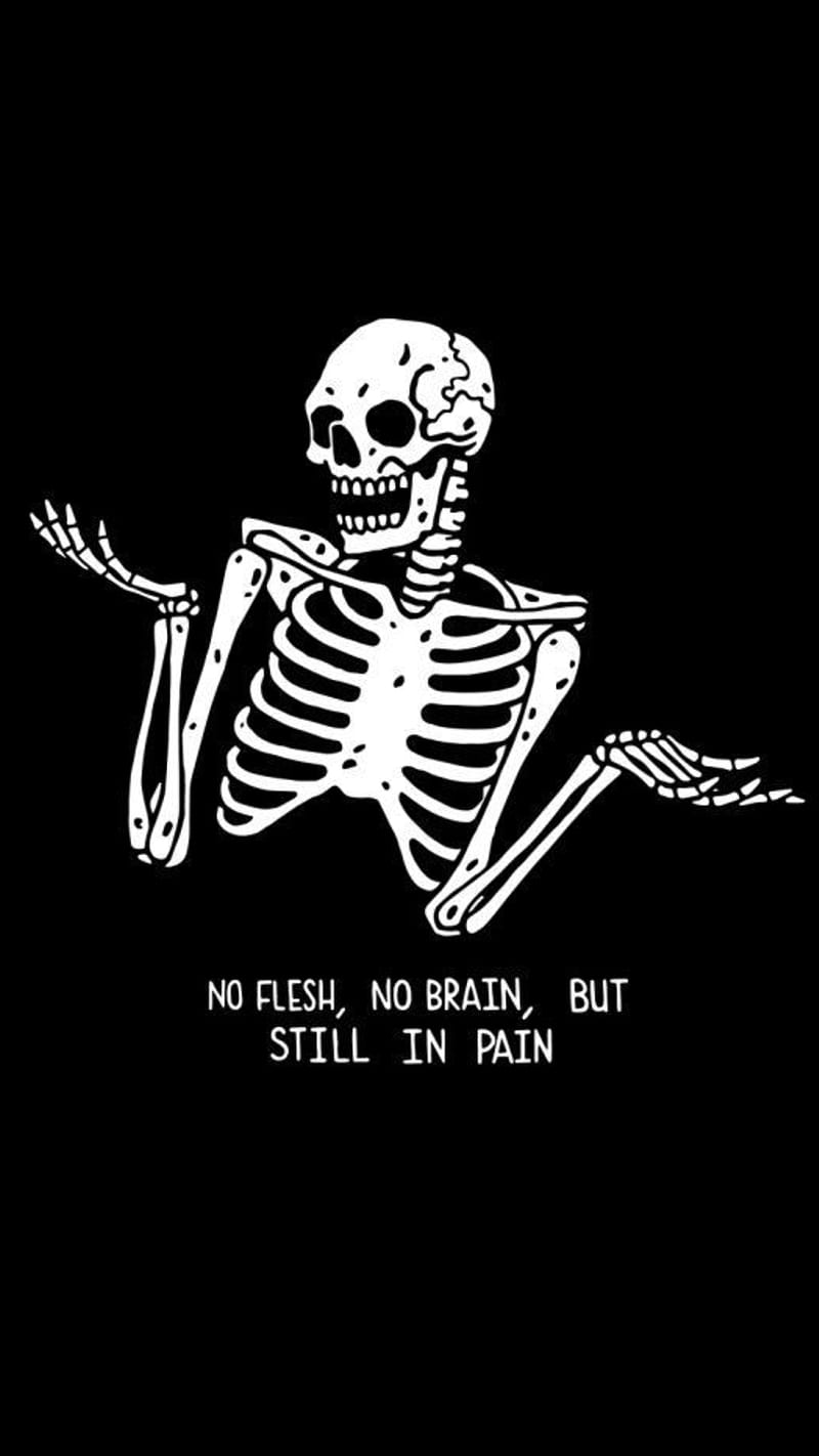 still in pain black, bone, brain, flash, simple, skeleton, white, HD phone wallpaper