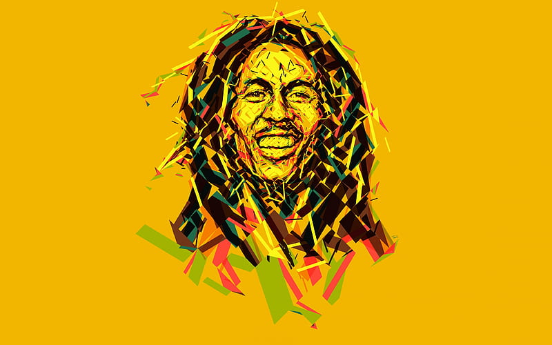 Bob Marley Jamaican musician, art, minimal, yellow background, HD wallpaper
