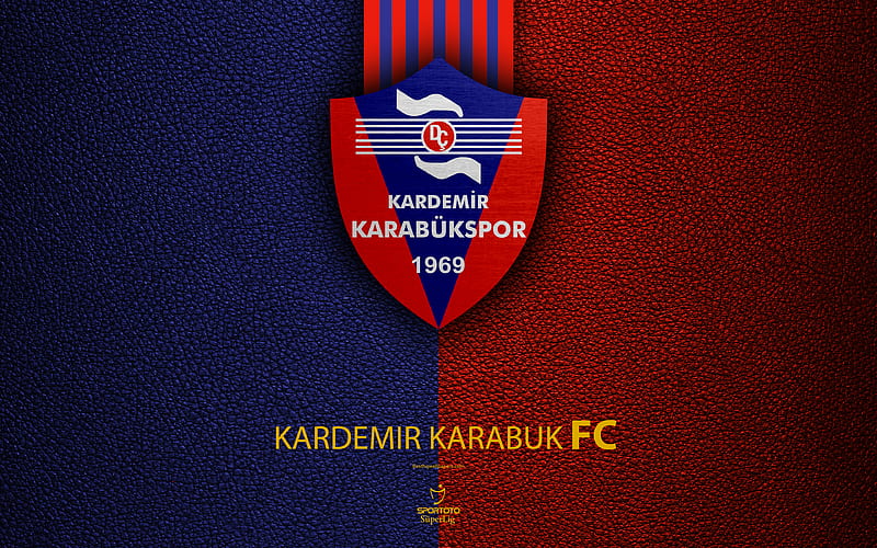 Kardemir Karabukspor FC Turkish football club, leather texture, emblem, logo, Super Lig, Karabuk, Turkey, football, Turkish Football Championship, HD wallpaper