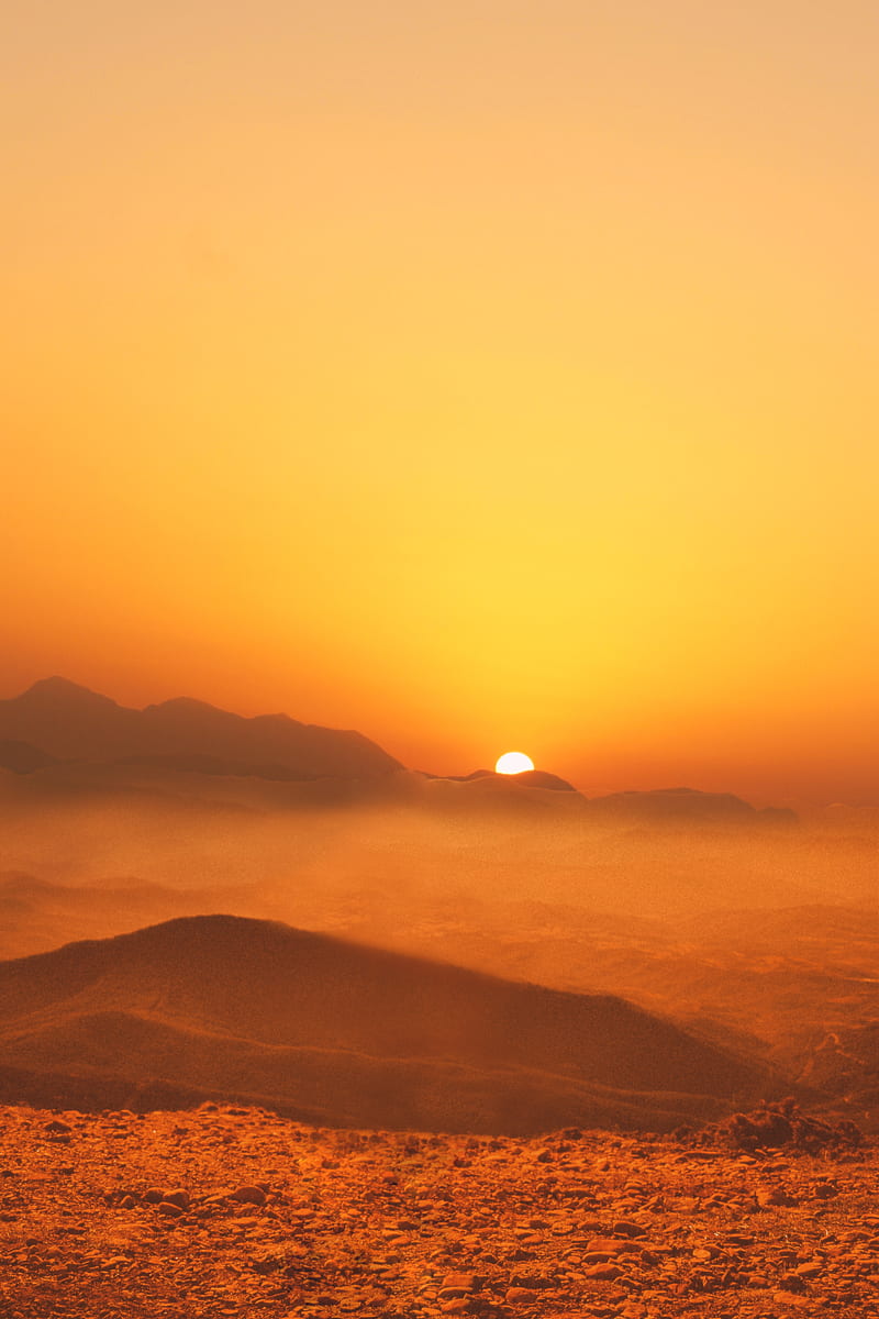 mountains, sunset, fog, dusk, nature, HD phone wallpaper