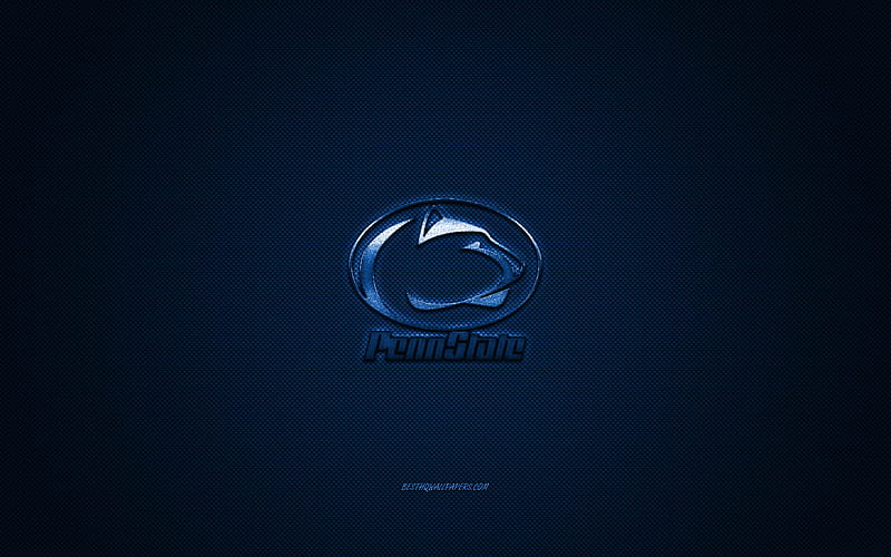 Penn State Nittany Lions logo, American football club, NCAA, blue logo, blue carbon fiber background, American football, University Park, Pennsylvania, USA, Penn State Nittany Lions, Pennsylvania State University, HD wallpaper