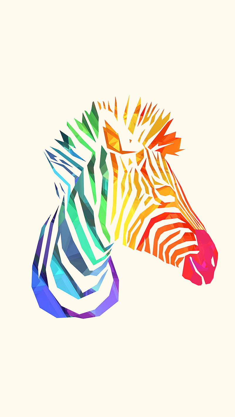 Zebra, art, colorful, justin maller, HD phone wallpaper