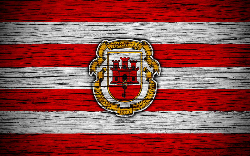 Gibraltar national football team, logo, Europe, football, wooden texture, soccer, Gibraltar, European national football teams, Gibraltar Football Federation, HD wallpaper