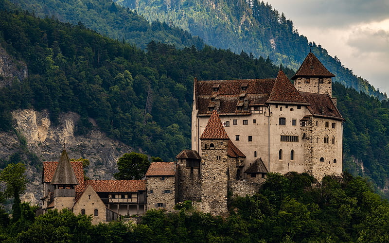 Gutenberg Castle, medieval castle, mountain landscape, fortress, Balzers, Liechtenstein, HD wallpaper