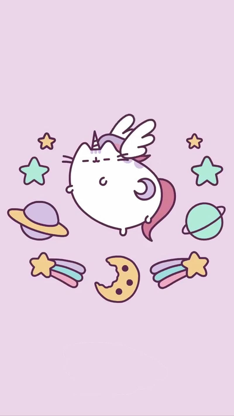 Unicorn pusheen, cute, pastel, pony, unicorns, HD phone wallpaper