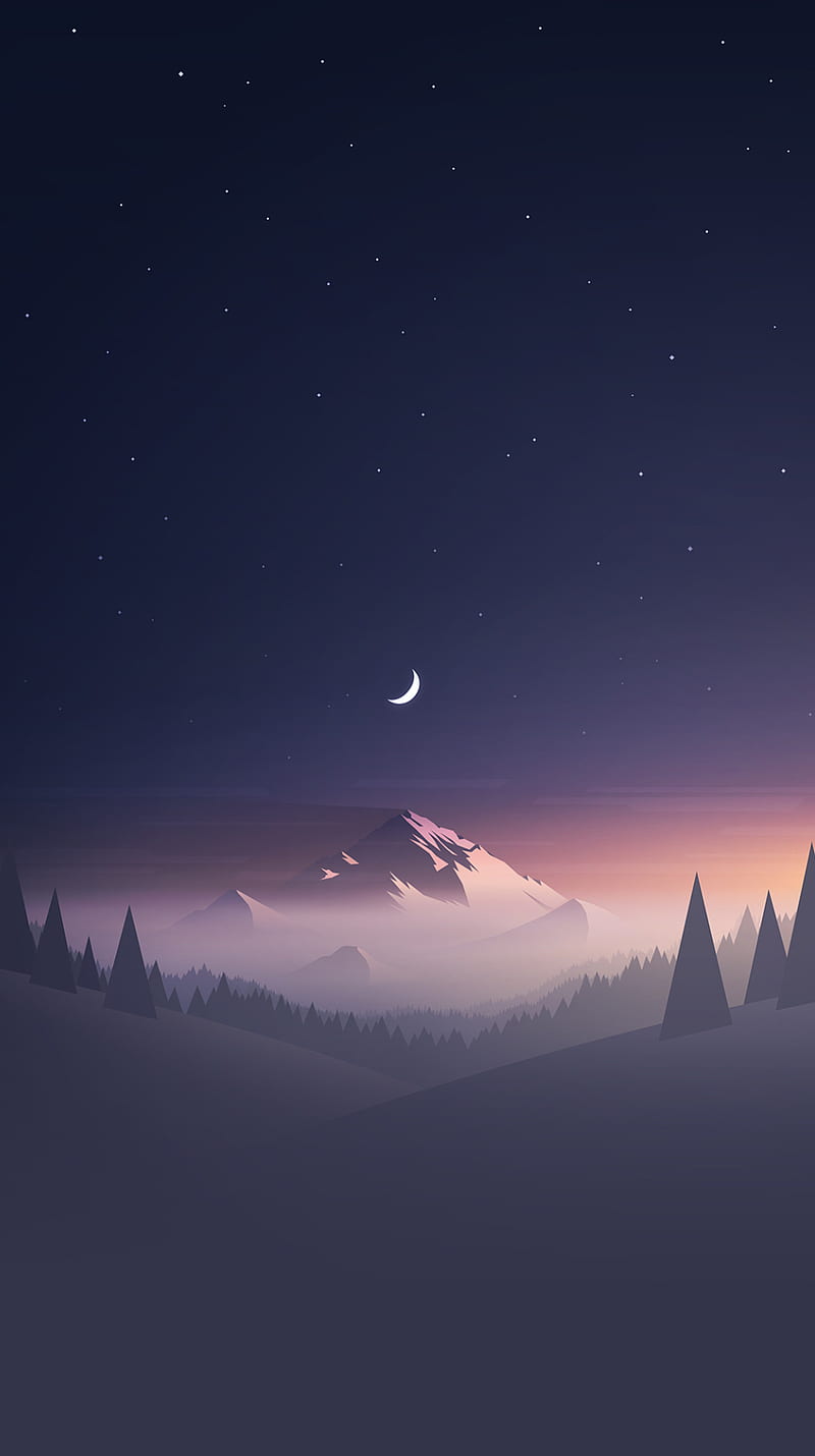 Moon and mountain, HD phone wallpaper