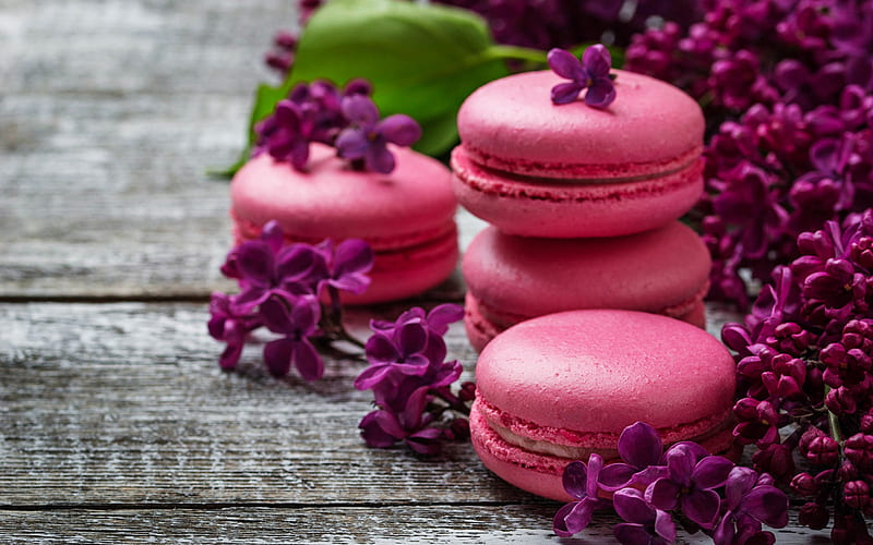 Macarons And lilacs, lilac, cookie, food, flower, pink, card, dessert,  sweet, HD wallpaper | Peakpx