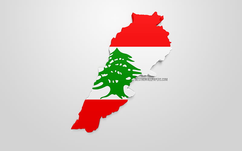 3d flag of Lebanon, map silhouette of Lebanon, 3d art, Lebanon flag, Asia, Lebanon, geography, Lebanon 3d silhouette, HD wallpaper