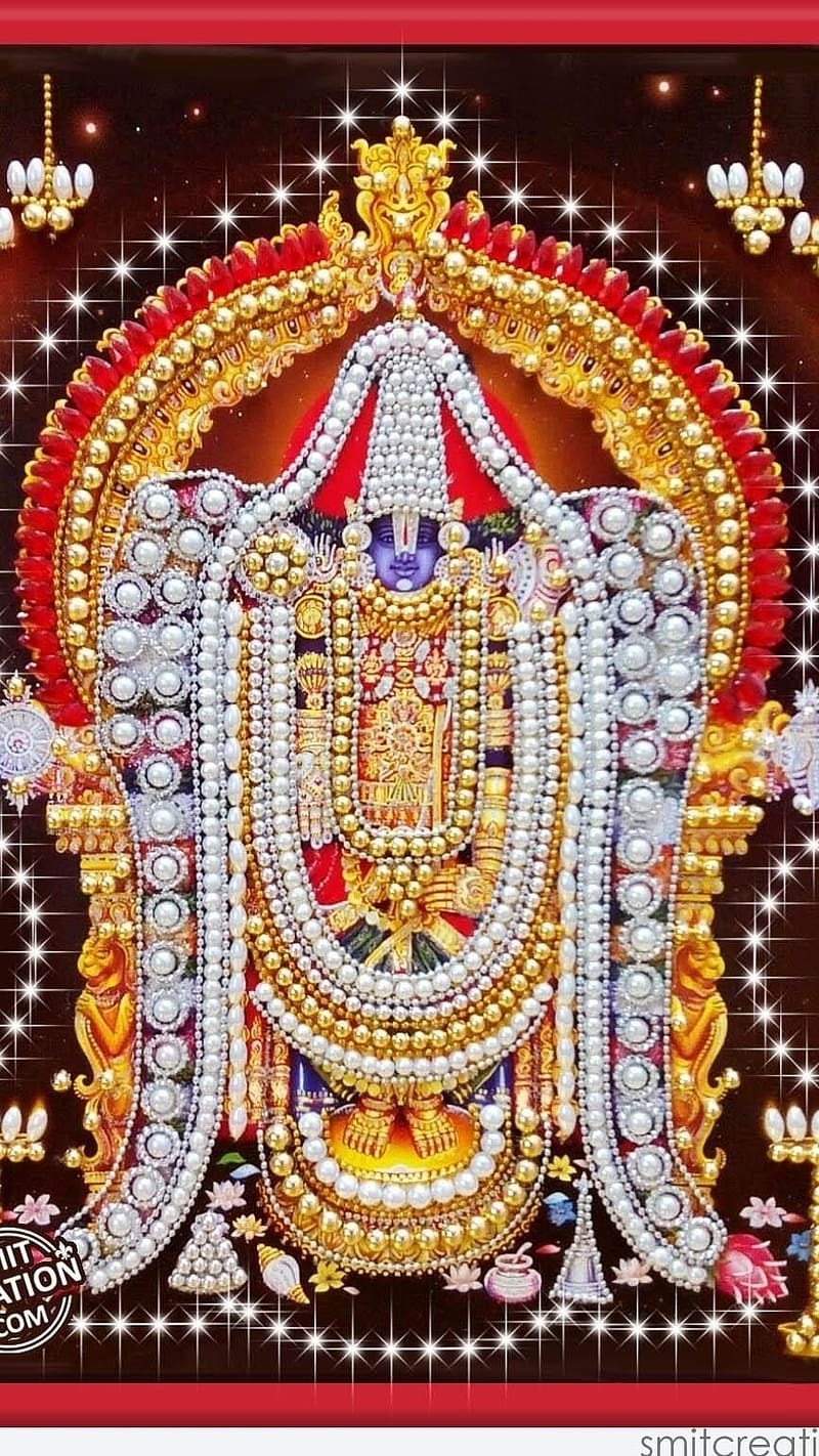 Tirupati Balaji Diamond Work, tirupati balaji, diamond work, lord, god, venkateshwara, HD phone wallpaper