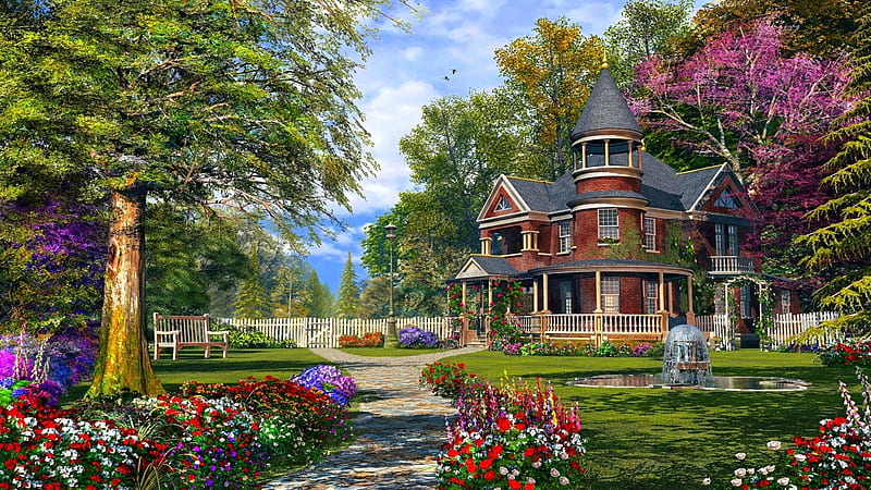 House, painting, home, drawing, HD wallpaper