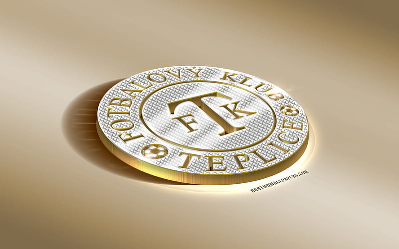 FK Teplice, Czech Football Club, Golden Silver logo, Teplice, Czech Republic, Czech First League, 3d golden emblem, creative 3d art, football, HD wallpaper