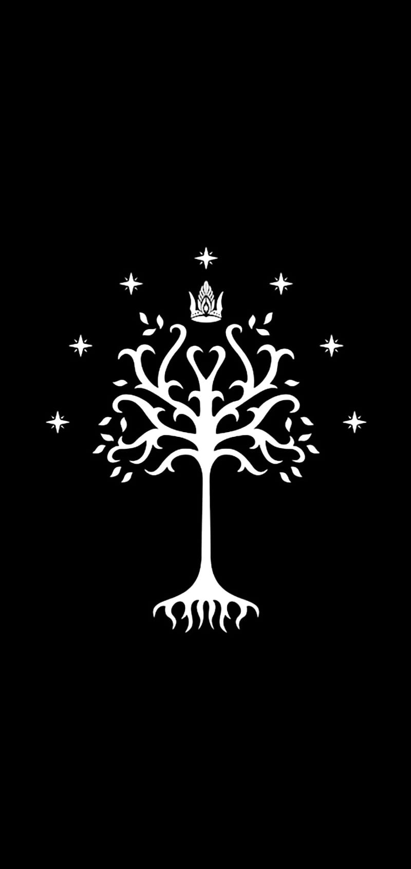 Gondor, black, earth, lord, middle, rings, tree, white, HD phone wallpaper