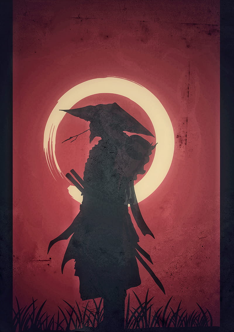 The wanderer, japan, japaneseart, samurai, HD phone wallpaper