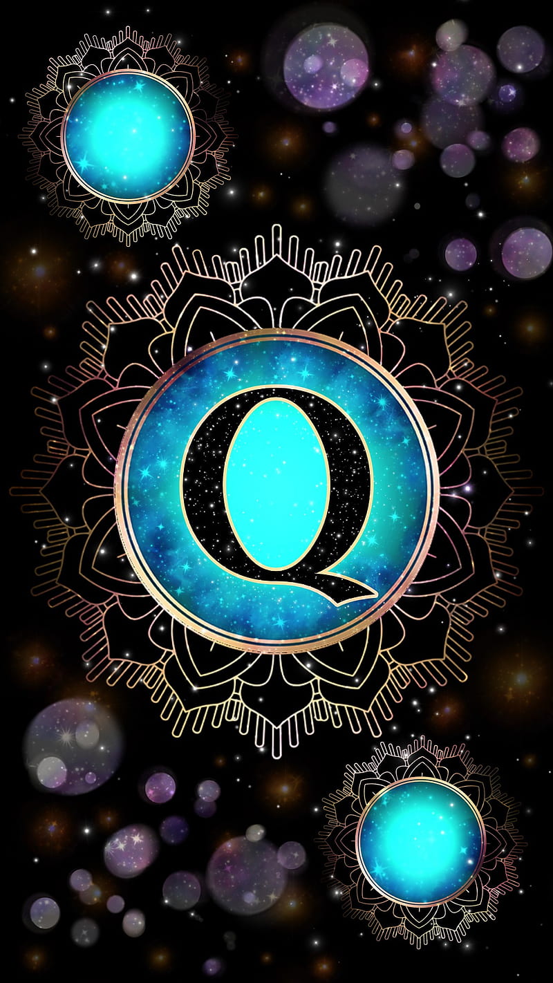 Magick Mandala Q, galaxy, glow, initial q, letter q, magic, mystical, occult, orb, HD phone wallpaper