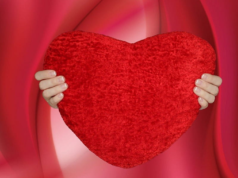 ❤, hands, red, pillow, heart, HD wallpaper | Peakpx