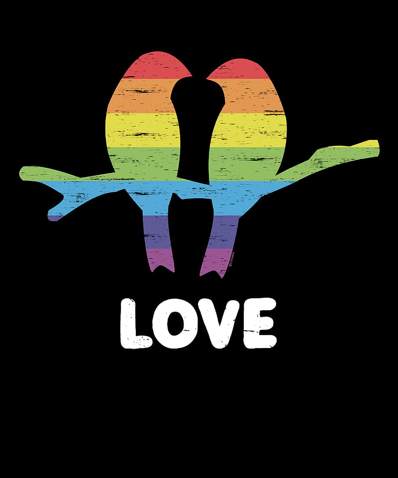 Love Birds Pride , bird, couple, gay, human, iCreate, proud, rainbow, relationship, HD phone wallpaper