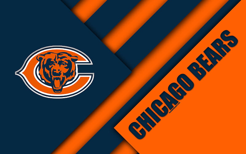 Chicago Bears logo, NFL, orange blue abstraction, material design, American football, Chicago, Illinois, USA, National Football League, HD wallpaper