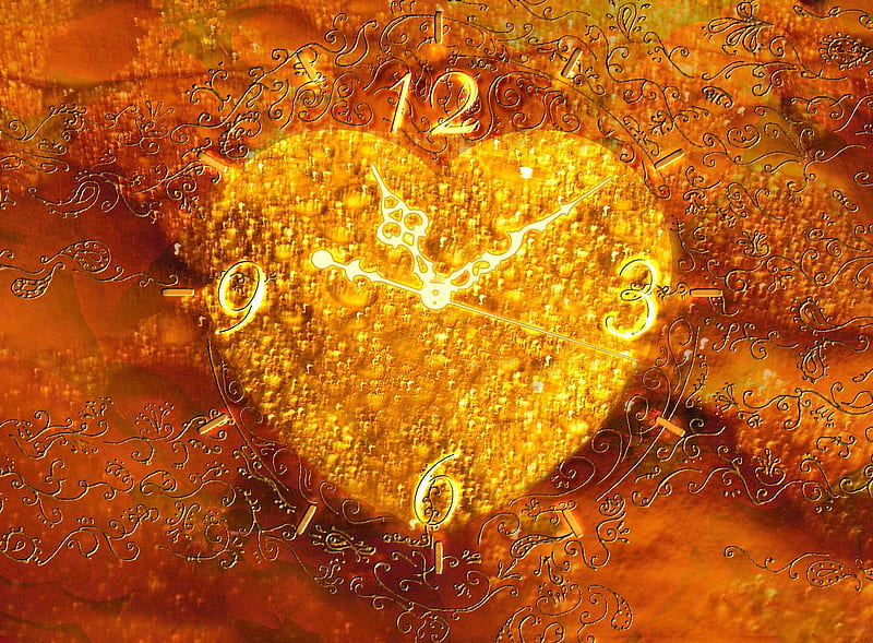 heart clock, valentines day, love, heart, clock, abstract, HD wallpaper