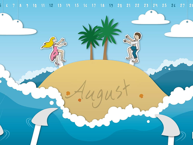 Summertime-August 2012 calendar, HD wallpaper