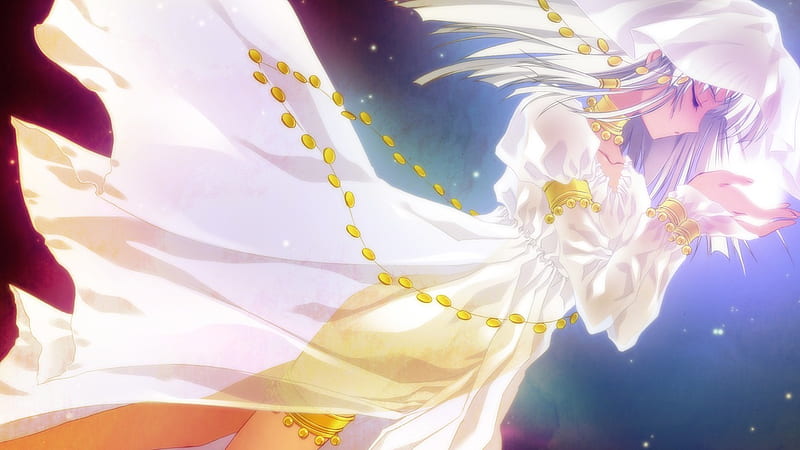 Girl, game cg, dress, anime, kimi to boku to eden no ringo, anime girl, cube, HD wallpaper