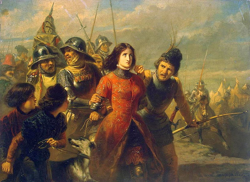 Painting depicting Joan of Arcs' demise, nature, entertainment, people, HD wallpaper