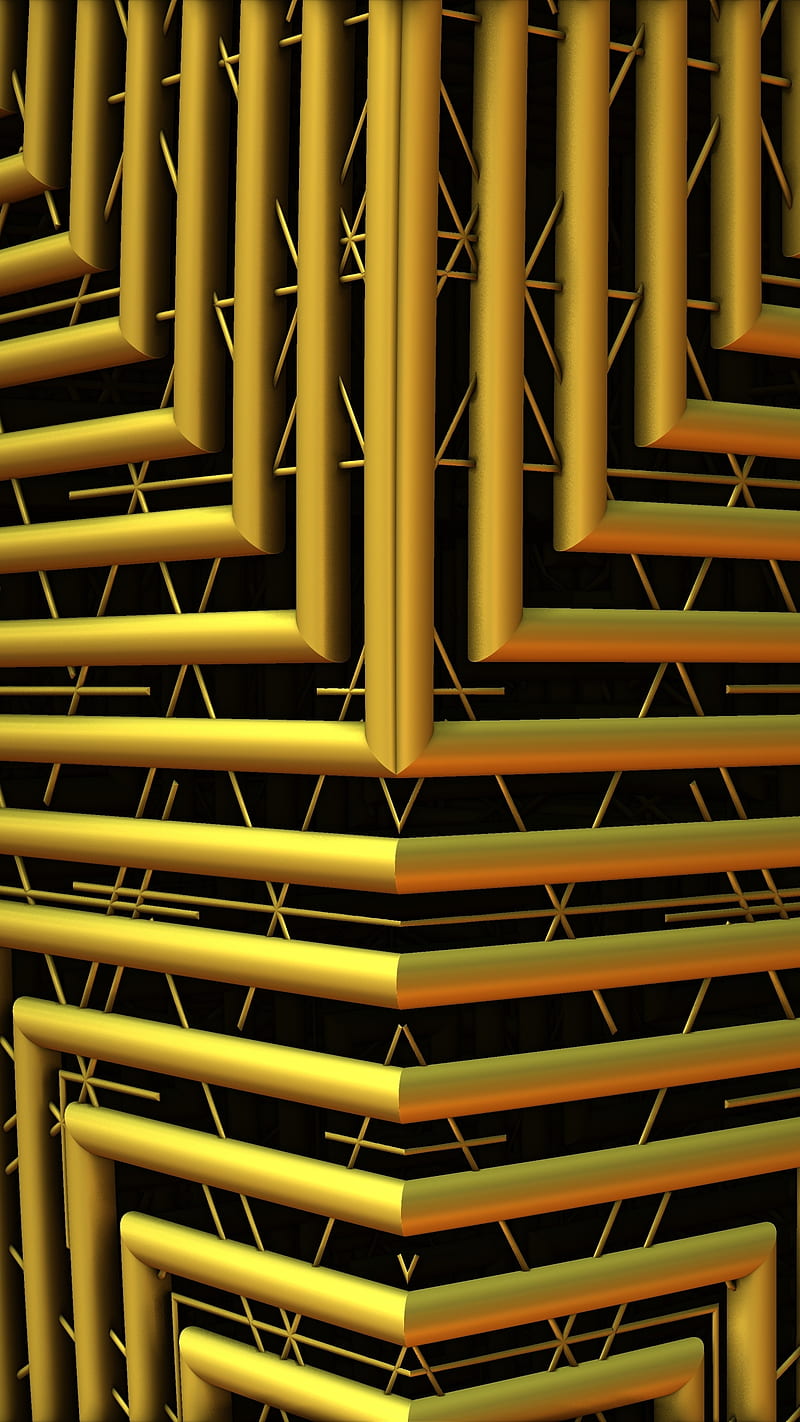 Abstract, 3d, g6, gold, metal, metal tube, s7, s8, silver, yellow, HD phone wallpaper