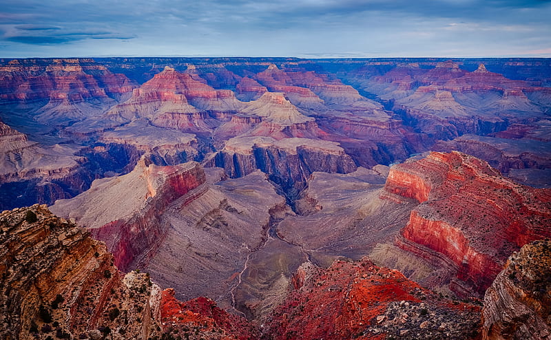 Grand Canyon National Park Ultra, United States, Colorado, View, Travel, Nature, Landscape, Rocks, Canyon, Dusk, Panoramic, Best, grand canyon, Destination, places, viewpoint, destinations, South Rim, Hopi Point, HD wallpaper