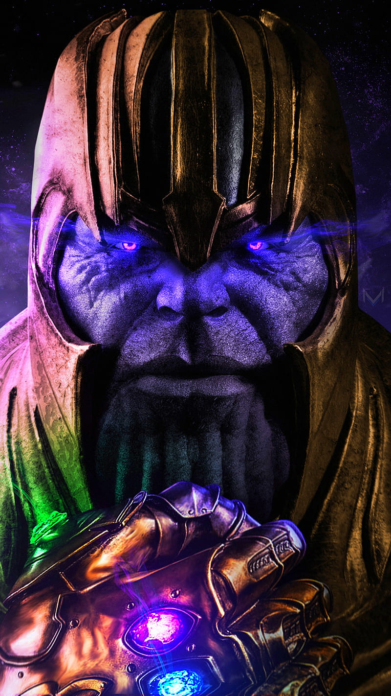 Thanos, 2018, face, hand, infinity war, marvel, movie, HD phone wallpaper