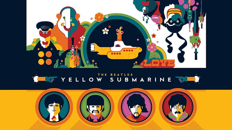 THE BEATLES Yellow Submarine, Vinyl, Liverpool, Apple, Retro, Movie, England, Music, The Beatles, Cartoon, Vintage, Sixties, HD wallpaper