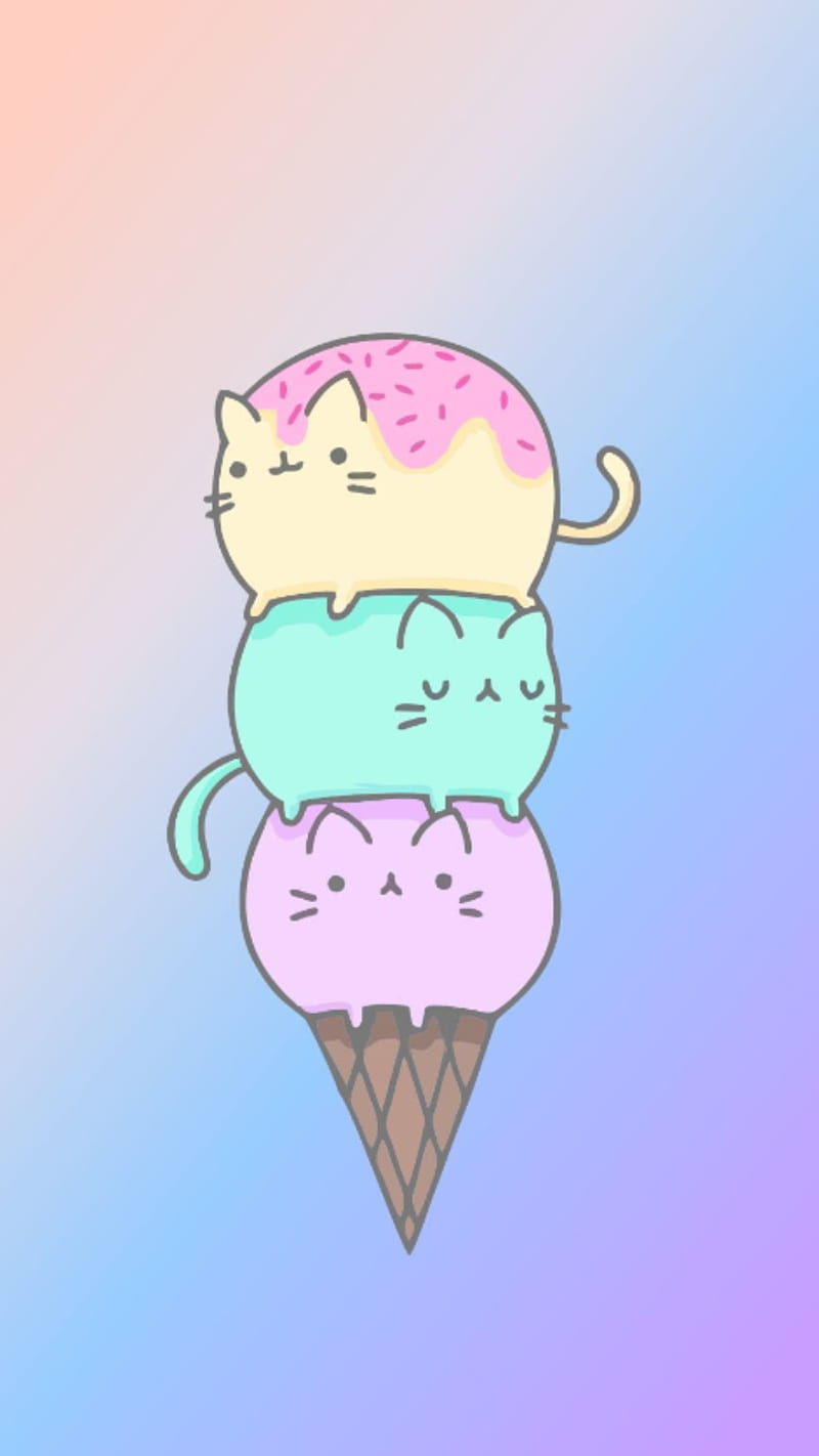 Icecream cats, cute, cute cats, ice cream, pastel, HD phone wallpaper