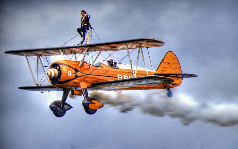 BiPlane Wing Walker, Biplane, Aircraft, Stunt, Flying, HD wallpaper