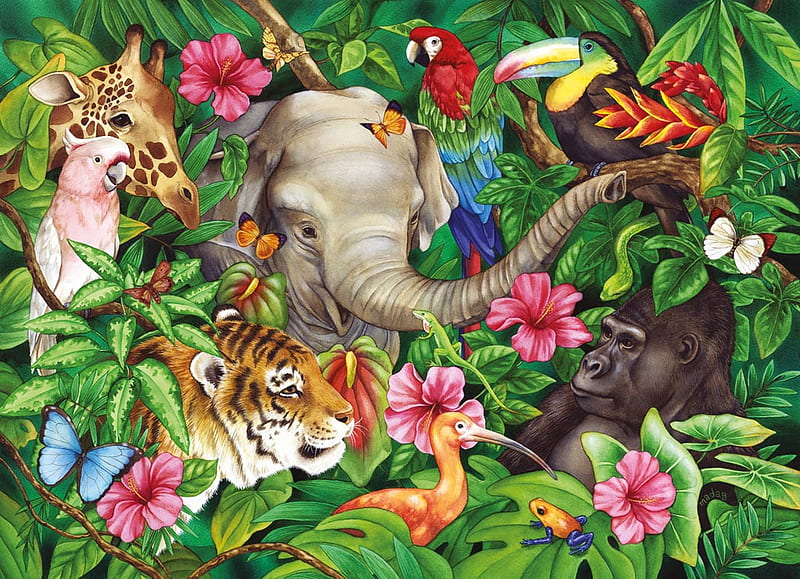 JUNGLE BOOK, book, jungle, pieces, jigsaw, HD wallpaper