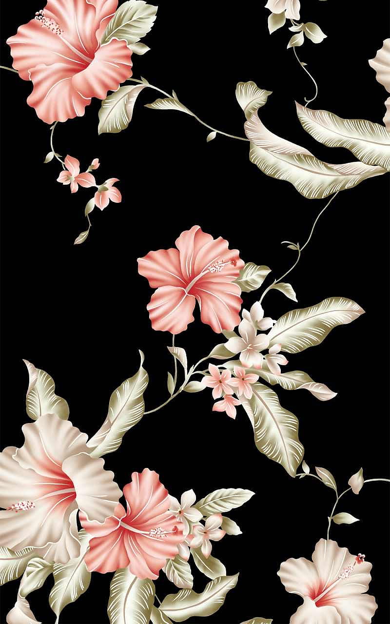 Pink And Black Floral Wallpapers  Wallpaper Cave