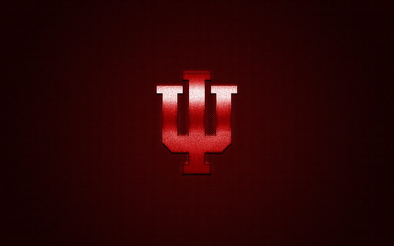 Indiana Hoosiers logo, American football club, NCAA, red logo, red carbon fiber background, American football, Bloomington, Indiana, USA, Indiana Hoosiers, HD wallpaper