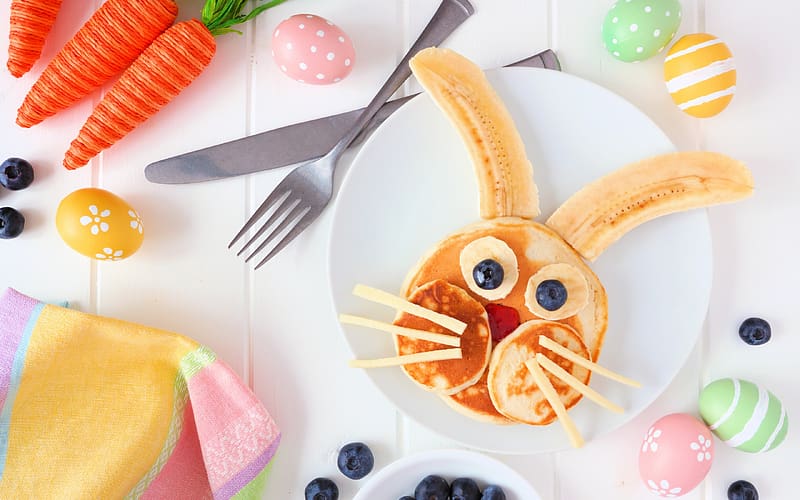 Pancakes, easter, food, egg, sweet, dessert, view from the top, bunny ...