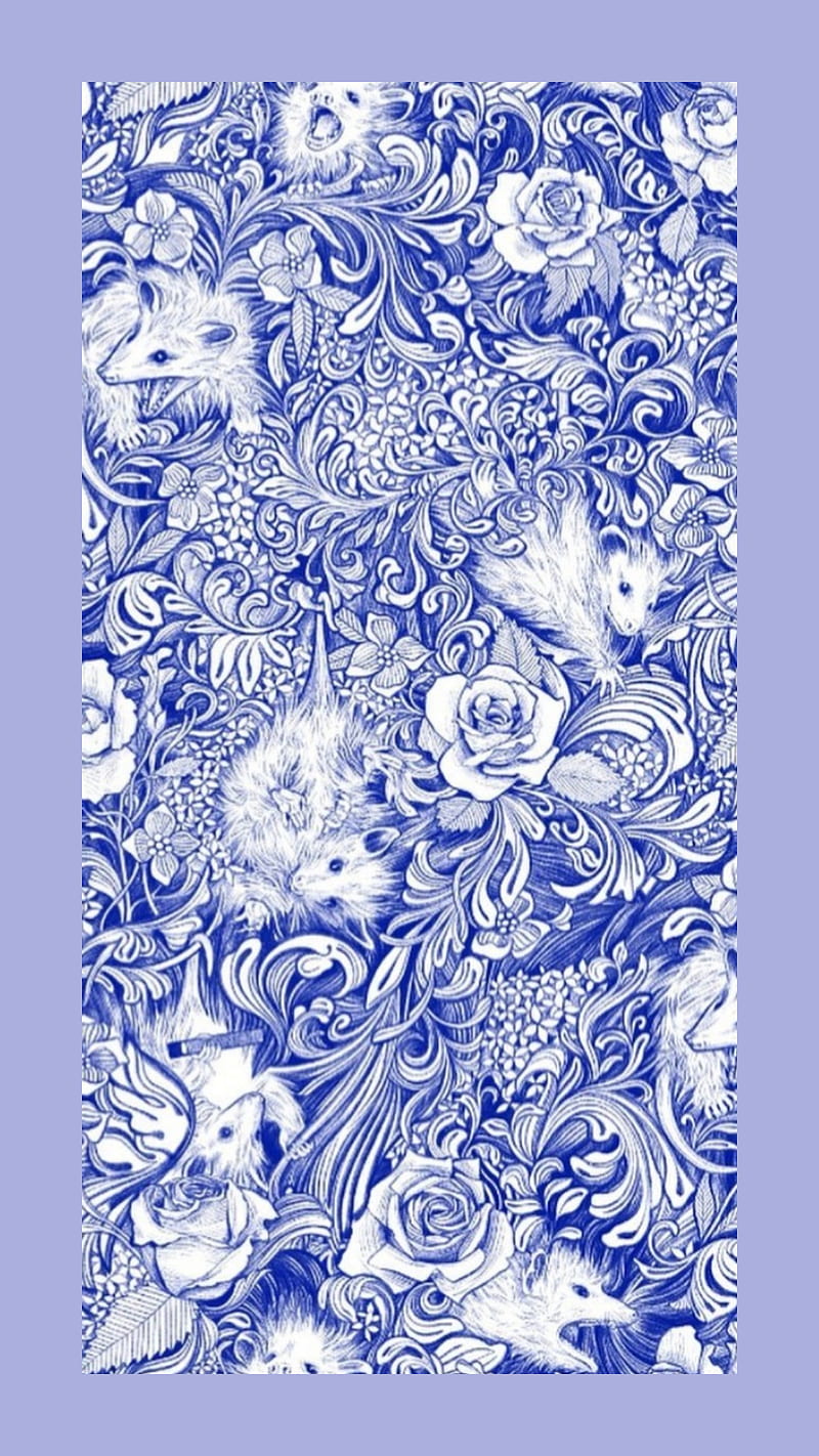 Angry Possum, art, flowers, vector, blue, oppossum, HD phone wallpaper