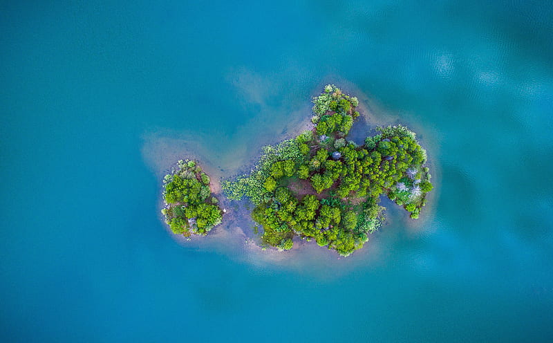 Tiny Island, Blue Water Aerial View graphy Ultra, United States, Colorado, Nature, Island, Aerial, Isolated, unitedstates, breckenridge, bluewater, Dronegraphy, DroneView, HD wallpaper