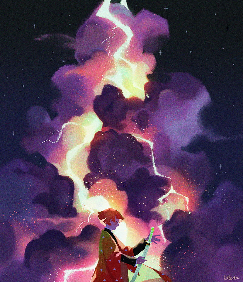 Zenitsu, Anime, Clouds, Demon Slayer, Lightning, Yellow, HD Phone ...