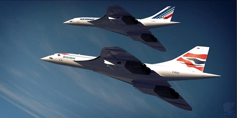 Concordes, air france, airliner, concorde, british airways, supersonic, passenger jet, HD wallpaper