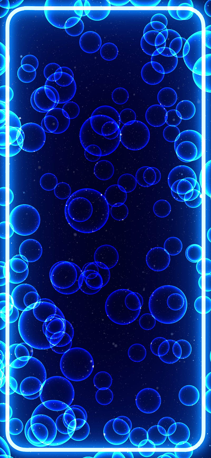 Blue Bubble Frame, amoled, blue, border, bubble, frame, glass, glow, neon, oled, water, HD phone wallpaper